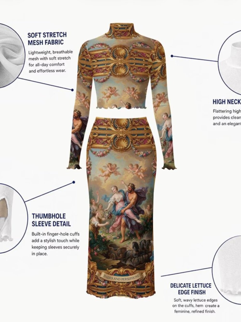 Conceptual Subculture Baroque Mesh See Thru Outfit Mythology Cherub Skirt Top - Picture 14 of 14